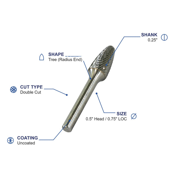 SF-13M Double Cut Carbide Metric Burr