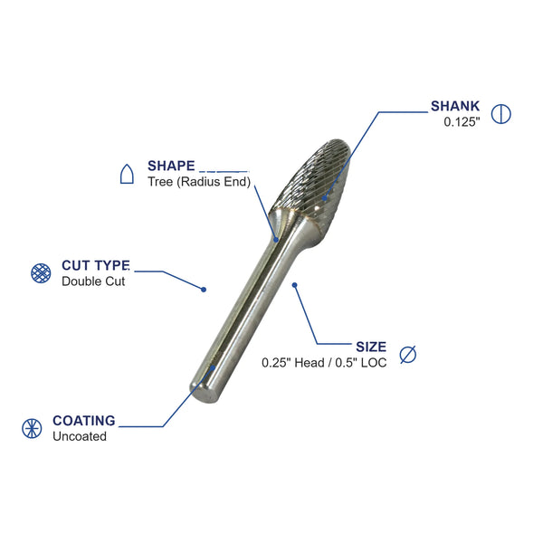 SF-51M Double Cut Carbide Metric Burr