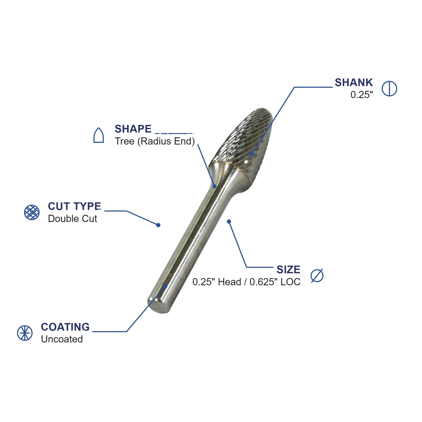 SF-3ML6 Double Cut X-Long Carbide Metric Burr