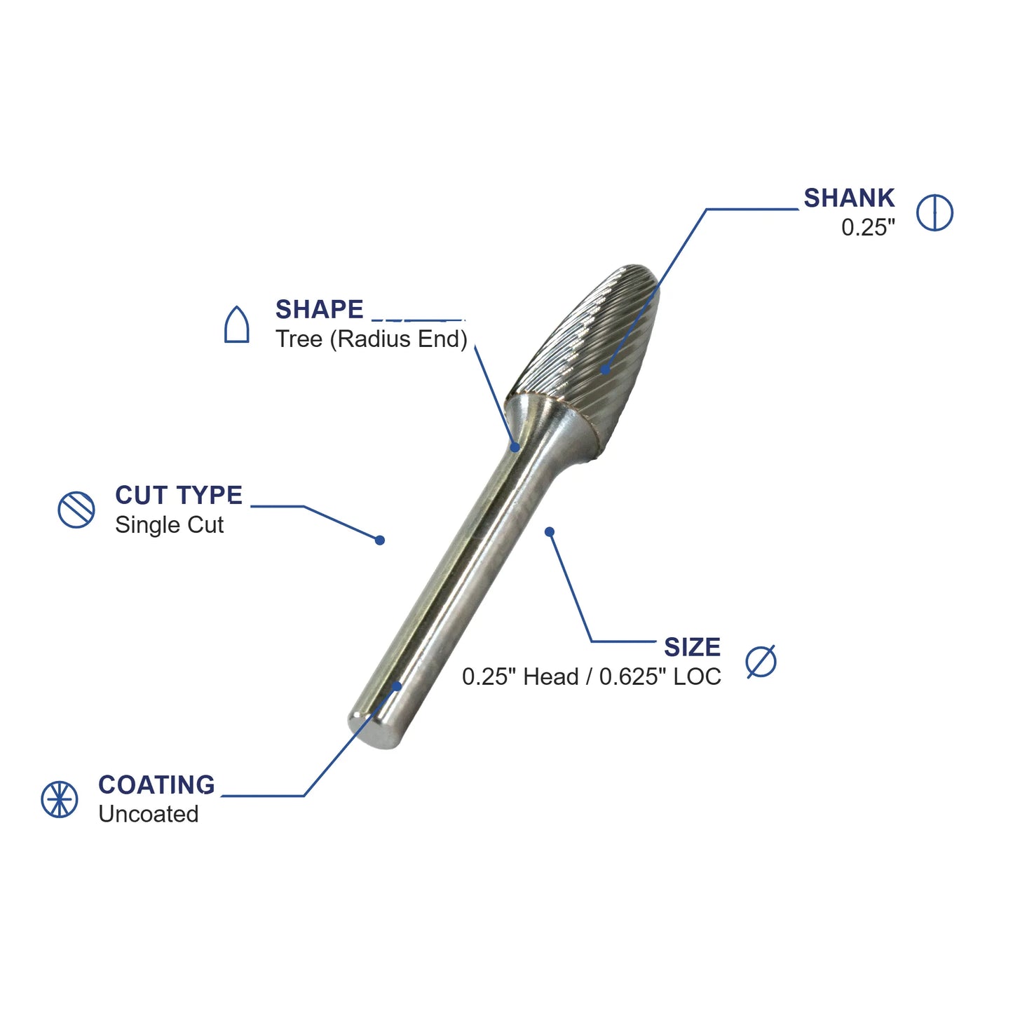 SF-1ML6 Single Cut X-Long Carbide Metric Burr