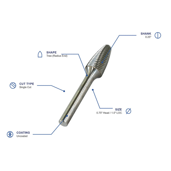 SF-7 Single Cut Carbide Burr