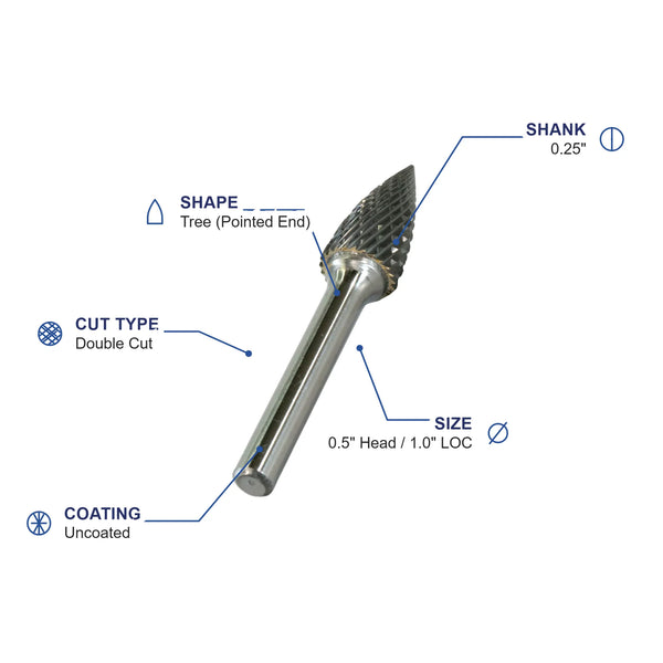 SG-5ML6 Double Cut X-Long Carbide Metric Burr