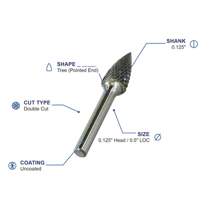 SG-44M Double Cut Carbide Metric Burr