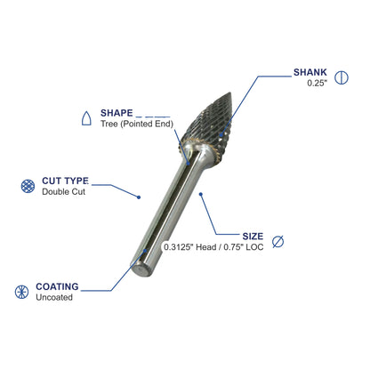 SG-2M Double Cut Carbide Metric Burr