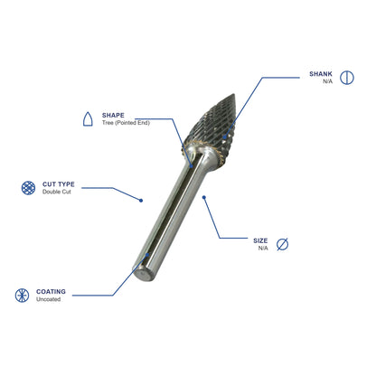 SG Double Cut Carbide Burr specifications diagram