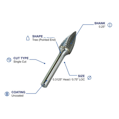 SG-2M Single Cut Carbide Metric Burr