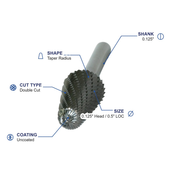 SL-42M Double Cut Carbide Metric Burr