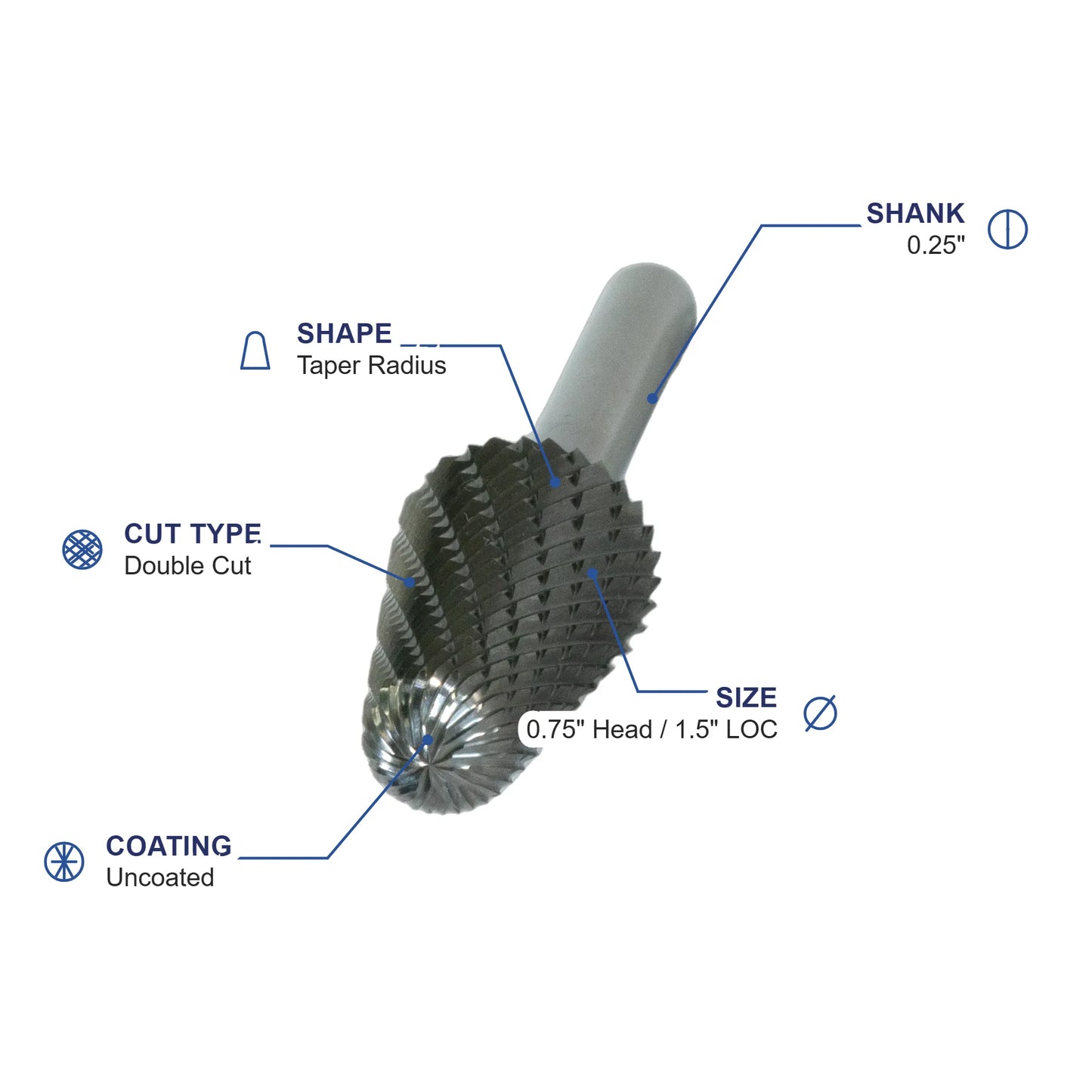 SL-7M Double Cut Carbide Metric Burr