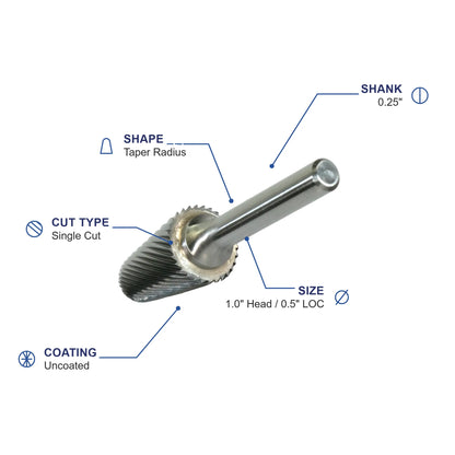 SL-41M Single Cut Carbide Metric Burr