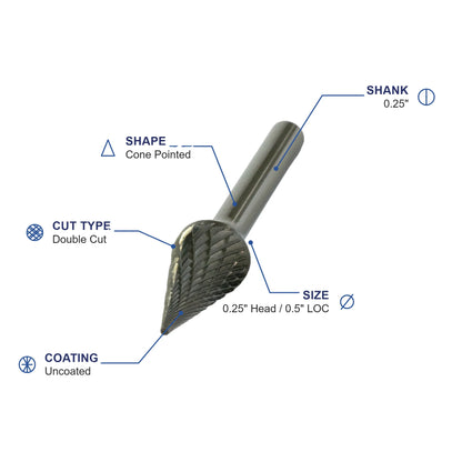 SM-1M Double Cut Carbide Metric Burr