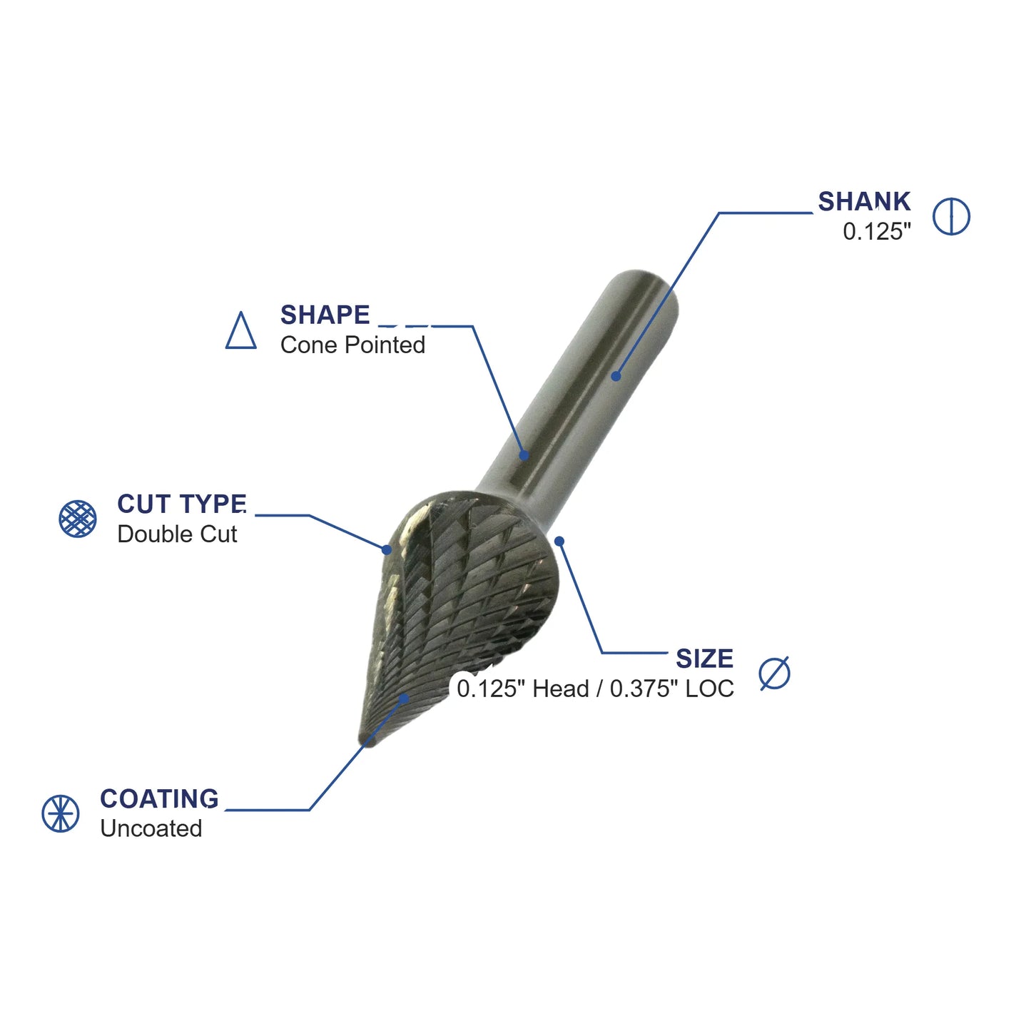 SM-41M Double Cut Carbide Metric Burr