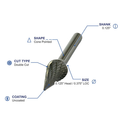SM-41M Double Cut Carbide Metric Burr