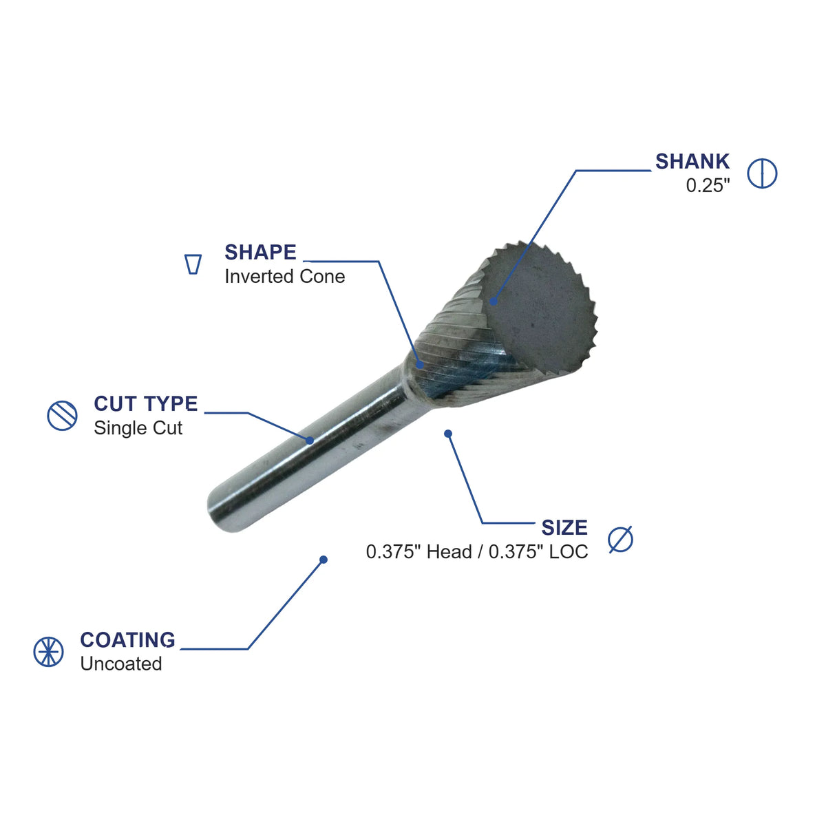 SN-2M Single Cut Carbide Metric Burr